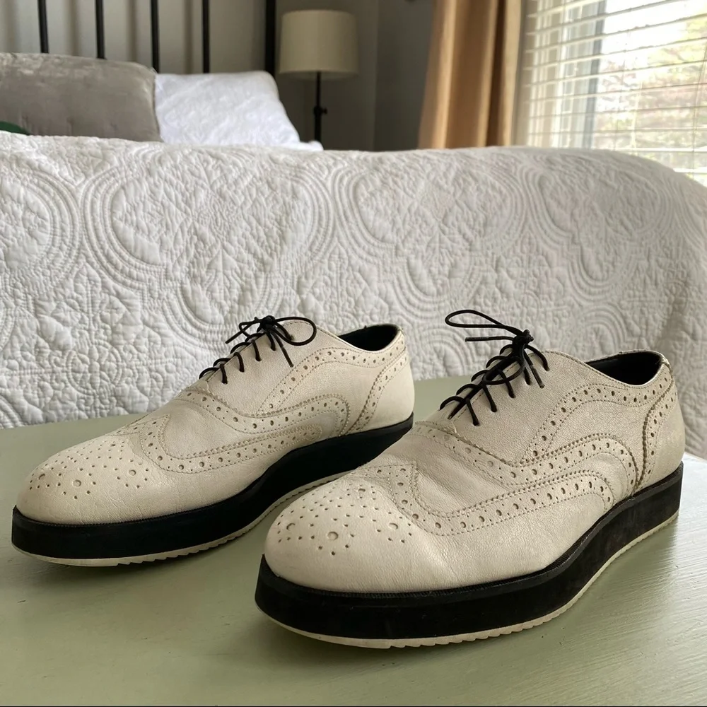 Rag & Bone Meli Brogues Slip On White Derby Leather Wingtip Oxford 9 - Picture 4 of 8